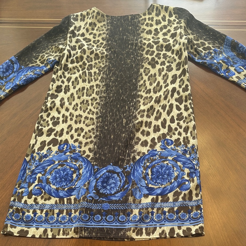 Versace Silk Leopard & Baroque Print Mini Dress – Authentic Italian Designer - Picture 12 of 15